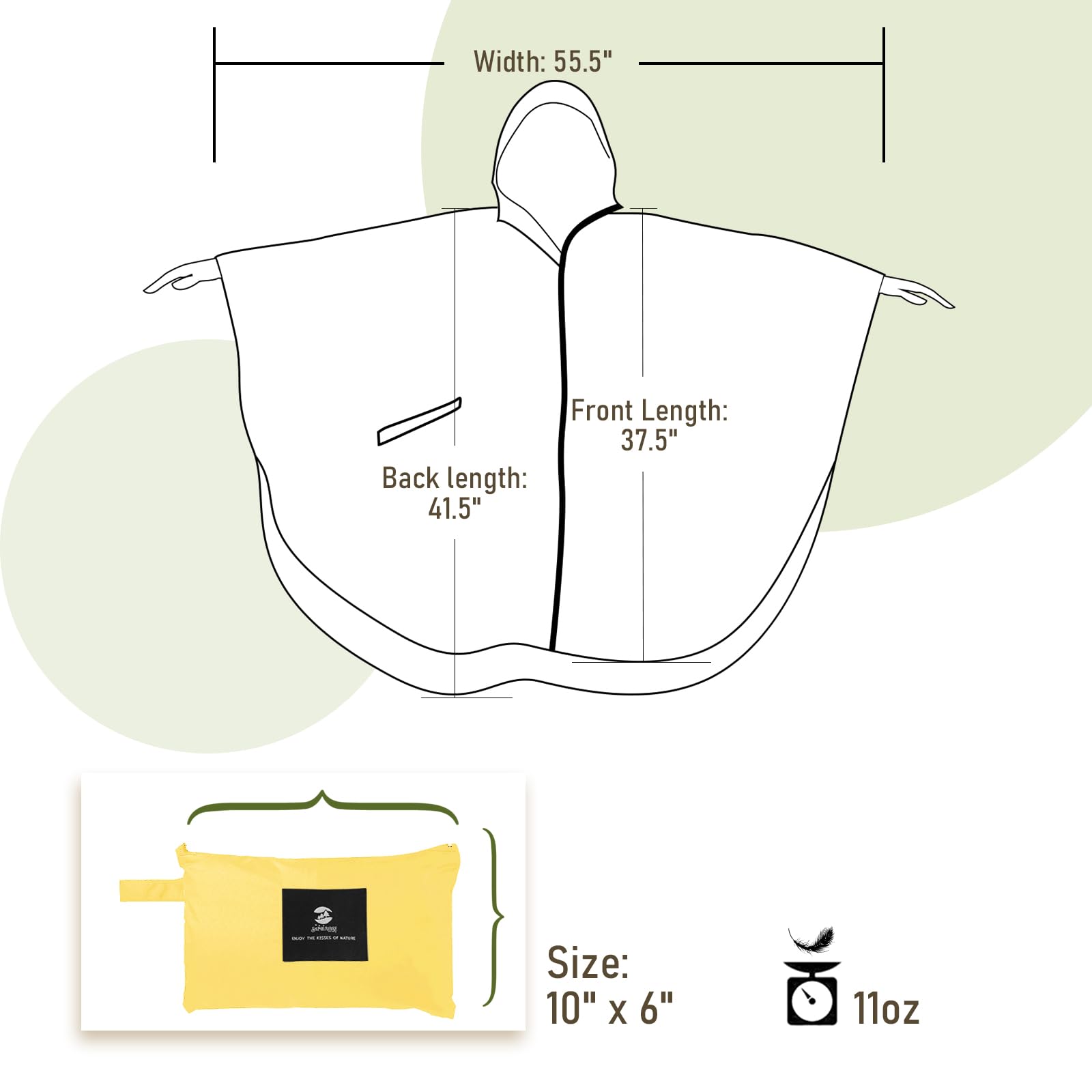 SaphiRose Unisex Rain Poncho Raincoat Hooded for Adults Women with Pockets