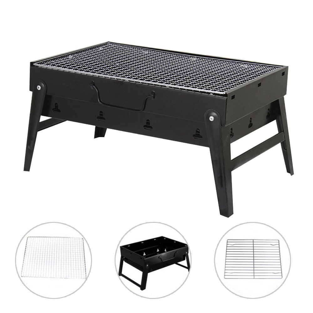 Uten BBQ Barbecue à Charbon de Table en Acier inoxydable Pliable Four Grille de cuisson Démontable Portable pour Barbecue de jardin extérieur camping et pique nique