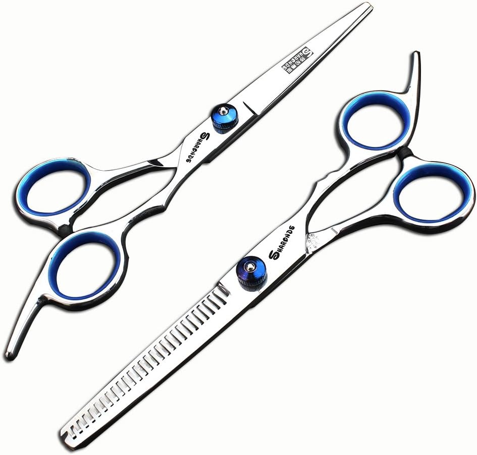 Hairdressing Scissors 6 inch Salon Professional Hairdresser Cutting and thinning Hair Scissors Set 17.5cm (Black Screw Scissors Set)