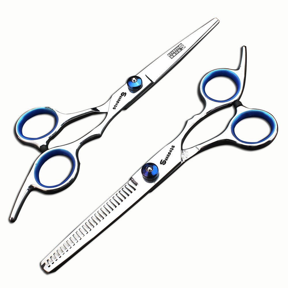 Hairdressing Scissors 6 inch Salon Professional Hairdresser Cutting and thinning Hair Scissors Set 17.5cm (Black Screw Scissors Set)