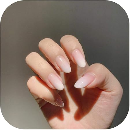 Amazon 偽の楕円形の爪 24本のグラデーション偽ネイル人工チェリーレッドフェイクネイルプレスオンネイルチップショートネイル アート付きグルーステッカーフレンチフェイクネイル ブラック Fostudork ビューティー 通販