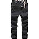 MZNBURAM Men's Classic-Fit Straight Casual Fashion Non-Stretch Cotton Chino Pants