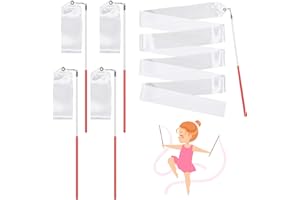 HyDren 4 Piece Dance Ribbons Streamers for Adults 78.7 Inches Rhythmic Gymnastics Ribbon with Dancing Streamers Praise Dance Flags Wand Twirling Baton for Talent Shows Artistic