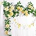 PARTY JOY 2Pcs Flower Garland Fake Rose Vine Artificial Flowers Hanging Rose Ivy Hanging Baskets Wedding Arch Garden Background Decor