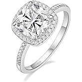 EAMTI 3.5CT 925 Sterling Silver Rings Cushion Cut Cubic Zirconia CZ Engagement Wedding Bands for Women Promise Rings for Her Size 3-11