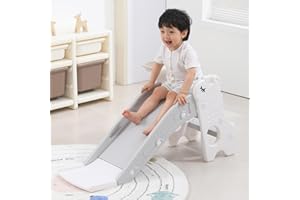 Sephyroth Kid Slide for Toddler Age 1-3 Indoor Plastic Slide Outdoor Playground Climber Slide Playset with Basketball Hoop