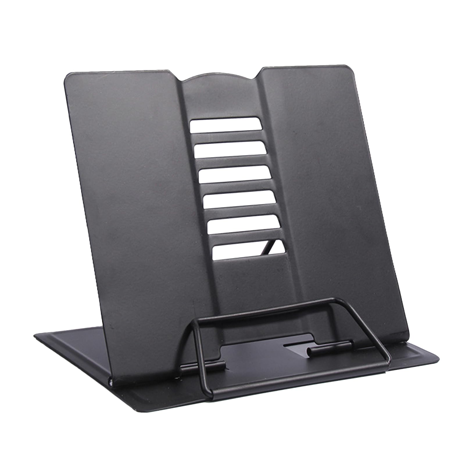 Geoyien Book Stand, Book Holder for Reading in Bed, Multifunctional Metal Reading Rack, Adjustable Angle, Correct Sitting Posture, Reduce Fatigue, for Office School Library Home (Black)