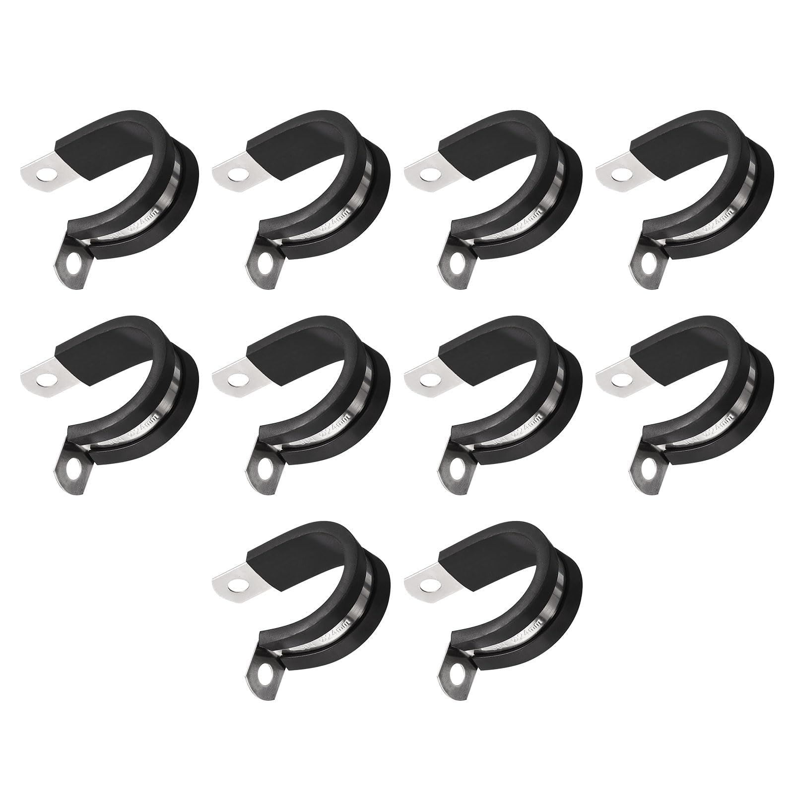 Unifizz 20Pcs 1 Inch(24mm) Cable Clamp, Rubber Cushioned Insulated Clamp 304 Stainless Steel R Shape Bracket Metal Hose Clamp Tube Holder for Pipe Wire Tube
