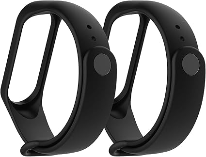 MiPhee 2-Pack Silicone Bands for Mi Band 4/ 3 Xiaomi Smartwatch Replacement Strap, Black