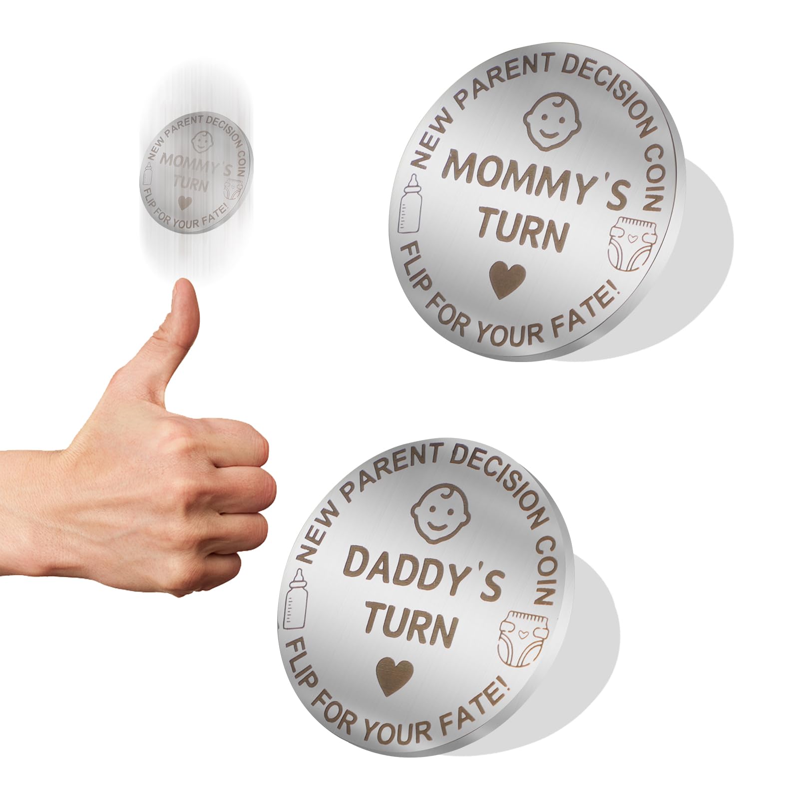 Photo 1 of New Parents Decision Coin Baby Gifts for Mom and Dad, Funny New Mom Gifts for Pregnant Women, Baby Shower Christmas Birthday Halloween Thanksgiving Gift for First Time Daddy Mommy Double Sided