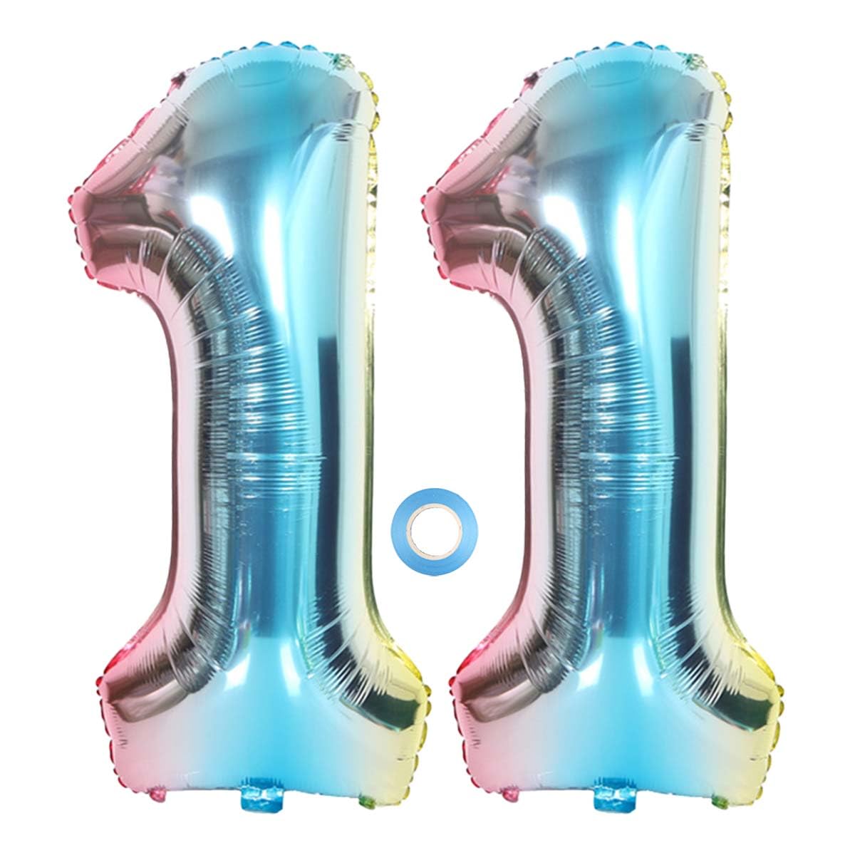 SNOWZAN XL Number Balloon Number 11th Balloon Rainbow Girl Boy Balloons Number 11th Birthday Decoration Blue Rose Colourful Iridescent 11 Years Foil Balloon 32 Inch Giant Helium Happy Birthday Party