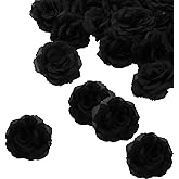 Corkwaw 25 Pcs 3 inch Artificial Rose Flower Heads,Silk Rose Head Flowers,Wedding Party Home Garden Decoration DIY Craft Gift Box Decoration (Black)