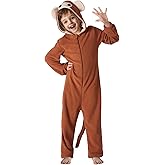 GEWONELIFE Kids Monkey Onesie Pajamas - Flannel Hooded Animal Jumpsuit Sleepwear for Boys Girls, Halloween Costume & Cosplay