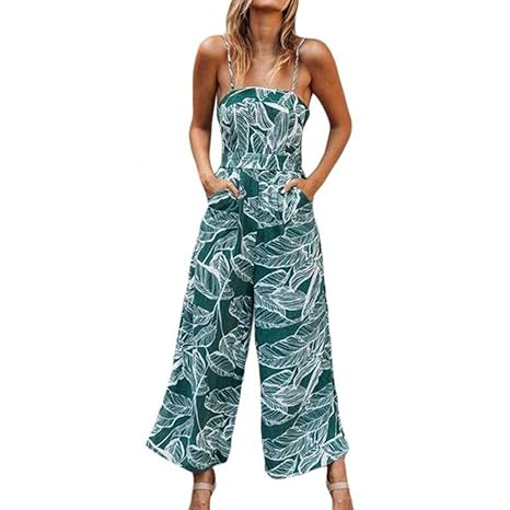 VEMOW Heißer Verkauf Böhmen Elegante Damen Frauen Blätter Druck Sleeveless Lange Playsuits Casual Täglichen Party Strand Brei