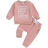 RWYBEIW Toddler Baby Girl Clothes 1-6 Years Fall Winter Outfit Funny Letter Long Sleeve Solid Color Sweatshirt Tops Pants Set