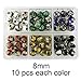 BEADNOVA 8mm Handmade Round Enamel Cloisonne Beads for DIY Jewelry Making Craft Loose Beads 60 Pcs Assortment Color Box Set (03)