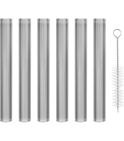 Reusable Clear 4"(100mm) Glass Blowing Tubes :Length:4Inches: OD-12MM: Wall Thickness :2MM, 5Pcs Glass Tubing Blowing Tubes Cleaning Brush Protect Box