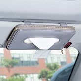 Cartisen Car Tissue Holder, Sun Visor Tissue Holder, Car Visor Napkin Holder, PU Leather Backseat Tissue Case Holder for Auto Vehicle with Zipper (Grey)