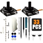 iParto 2 Pack Joystick Replacement for Oculus Quest 2 Controller Thumb Stick Replacement for Meta Quest 2 Left/Right Joystick Analog with Screws,6 Thumbstick Caps,Adhesive,Tools