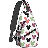 Women Sling Bag Unisex Crossbody Backpack Chest Bags Cartoon Print Sling Bags Shoulder Bag for Women Men Gym Sports Hiking Cycling Travel Casual Daypacks
