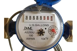 DAE AS250U-100P 1" Water Meter with Pulse Output, Measuring in Gallon + Coupling