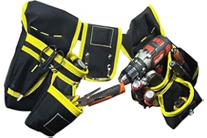 XEEQKLHW Tool Belt 26 Pockets With Magnet Point Tool Pouch Tool Organizer Utility Waist Apron Drill Holder For Home DIY Hammer Holder For Woodworker Electrician Construction Plumber Handyman Carpenter Dad Gift