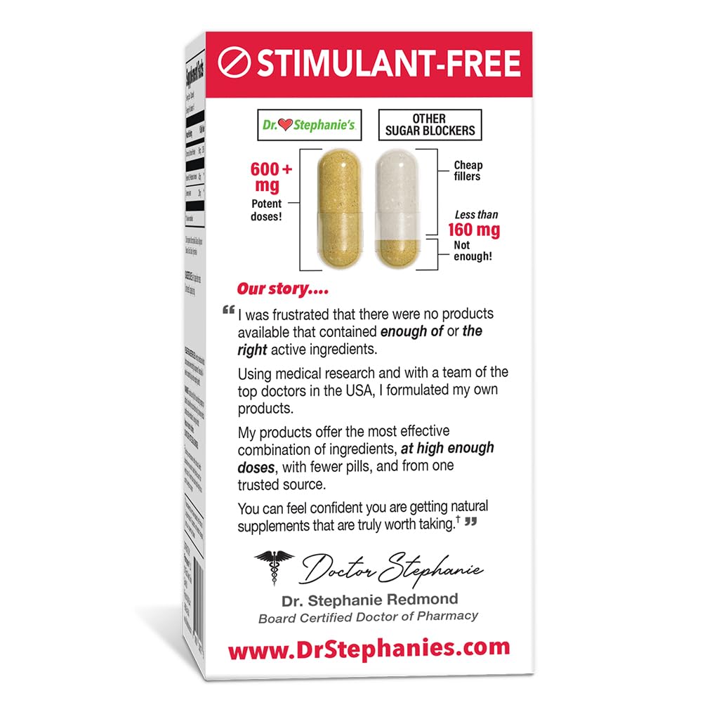 Pharmaganics Dr. Stephanie's Mealtime Carb & Sugar Blocker - Reduce Digested Carbs, Sugars, & Calories, Stimulant-Free (3 Pack)