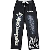 VIPWOLF Men's Flared Sweatpants Y2k Letter Graphic Joggers Streetwear