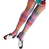 NUFIWI Women Sexy Sheer Patterned Tights Leggings Pantyhose Stockings Colorful Y2k Funky Tights Vintage 90s Streetwear
