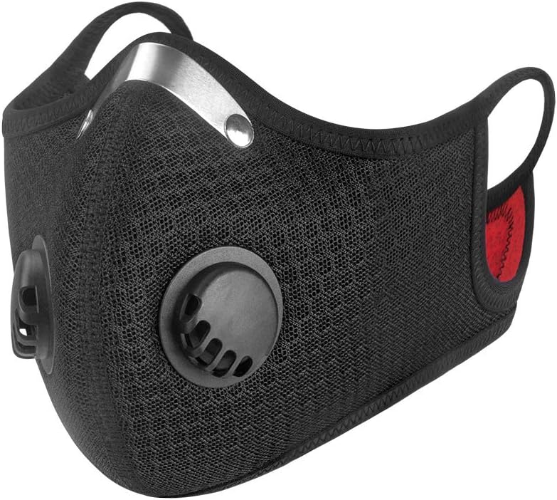 Pollution Mask with Valve Washable Dust Respirator Cotton Mouth Masks with Replaceable 5 Layer Filter for Men Women.For city commute, running, cycling, motorcycle and all outdoor activities.