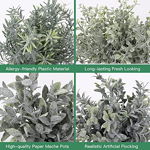 Artificial Topiaries Plants & Flowers, 4 Pcs Mini Plants Artificial