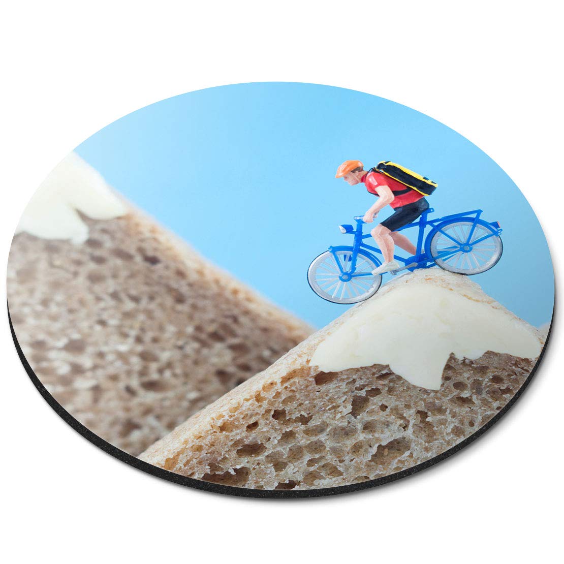 Funny Cyclist Mountain Biker Bike Joke - Flexible Round 5mm Rubber Mouse Mat Pad Office Home Novelty Printed Desk Accessory 16795