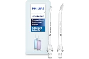 Philips Sonicare Genuine Replacement Nozzles for Compact Flosser, N1 Standard and N2 Comfort, 2-pack, HX3072/00