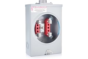 Relaxweex 125a, 4 Jaw Meter Base Meter Socket, 13.8 x 8.7 x 4.3 Inch, 600v 1 Phase 3 Wire Ringless Type, with Horn Bypass, Suitable for Overhead/Underground Feed