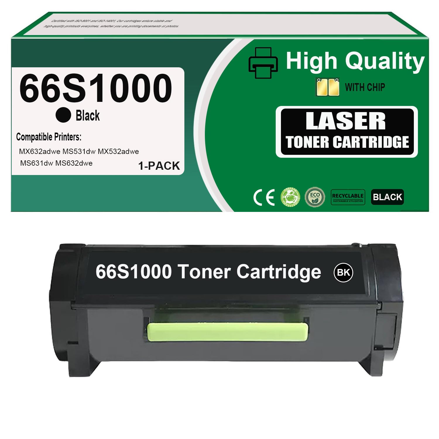 Photo 1 of Eficazink 66S1000 Toner Cartridge Compatible for MS531 MS531dw MS631 MS631dw MS632 MS632dwe MX532 MX532adwe MX632 MX632adwe Printers (1 Black)
