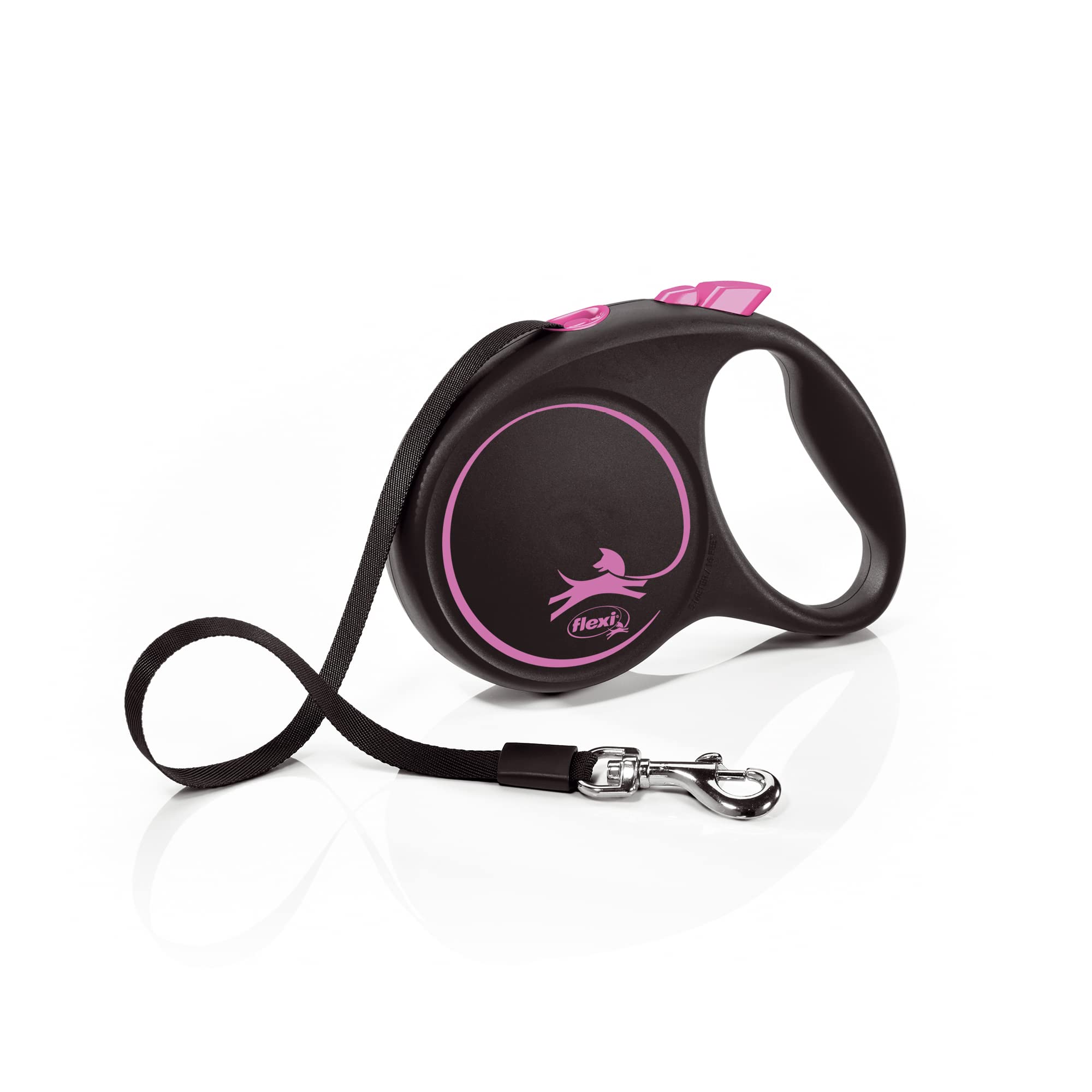 flexi Black Design M Tape 5 m black/pink, retractable leash for dogs up to 25 kg