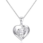 Real 18k Gold Heart Necklace for Women, Fine Cubic Zirconia Love Jewelry Gifts for Her (18kt Gold Chain 16+2 inch)