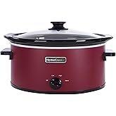 HOMECOOKIN 8 Quart Slow Cooker Oval Manual Pot Food Warmer with 3 Cooking Settings, Red Stainless Steel