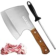 KOFERY Hand Forged Meat Cleaver - Heavy Duty Bone Chopper Axe Knife with Wood Handle, Full Tang Chopping Knife for Kitchen, Camping, BBQ and Outdoor