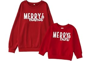 SOFEON Mommy and Me Christmas Sweatshirts Christmas Tree Merry Mama and Mini Sweatshirt Xmas Family Matching Pullover Tops