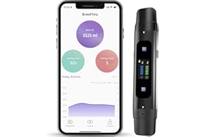 LADSTAG Smart Breathing Trainer, Breathing Training Device with Breathing Guided App - Personal Breathing Test Breathing Exercise Device for Asthma, Musicians, Smokers, Athletes and More (Black)