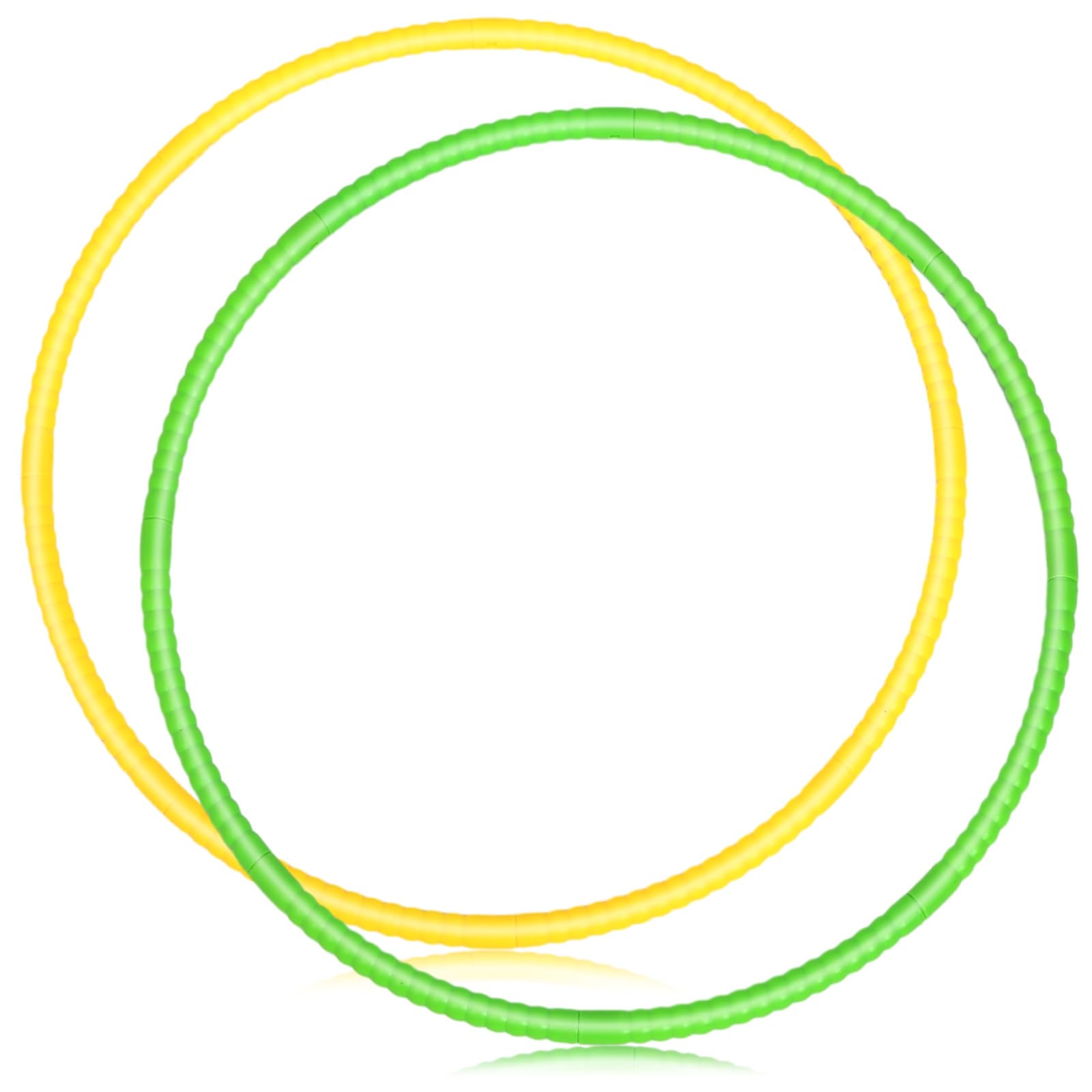 Photo 1 of Soulchen 2 Pcs Toy Hoop Exercise Hoop Detachable Adjustable Plastic Hoops Playground Equipment for School Colored Hoops Circles Exercise Ring for Teens Dog Agility Equipment(Yellow and Green)