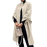 Cicy Bell Womens Long Pea Coats Oversized Wrap Wool Blend Trench Coats Winter Open Front Cardigan Overcoats