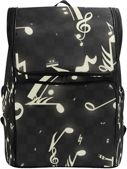 Amazon Nikivivi リュック 大容量 レディース メンズ 旅行 大きめ リュックサック 黒の背景に魔法の音符 可愛い カレッジバックパック おしゃれ 通勤 通学 Pc 登山 かわいい 軽量 多機能 出張 高校生 男女兼用 Nikivivi Pcバッグ ケース スリーブ 通販