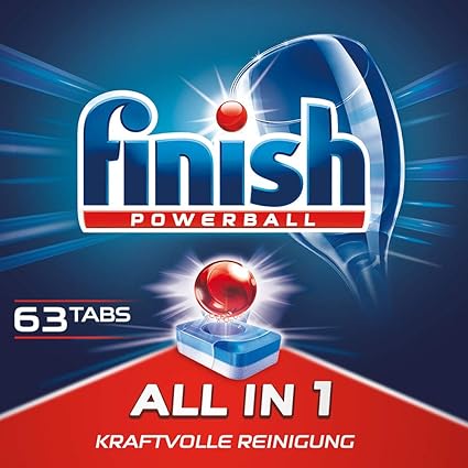 Finish All in 1 Spülmaschinentabs, Geschirrspültabs für kraftvolle Reinigung, Geschirrspülmittel, XXL Pack, 60 + 3 Tabs