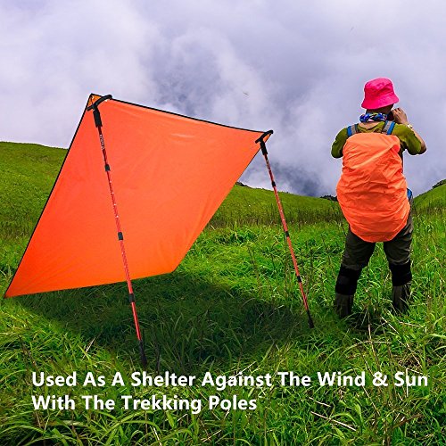 Winis 85"x85" Waterproof Tarps Picnic Blanket Mat Camping Moisture Barrier Outdoor Mutifunctional Tent Tarp Footprint Ground Sheet Mat with Drawstring Carrying Bag(Orange) - Thumbnail 5