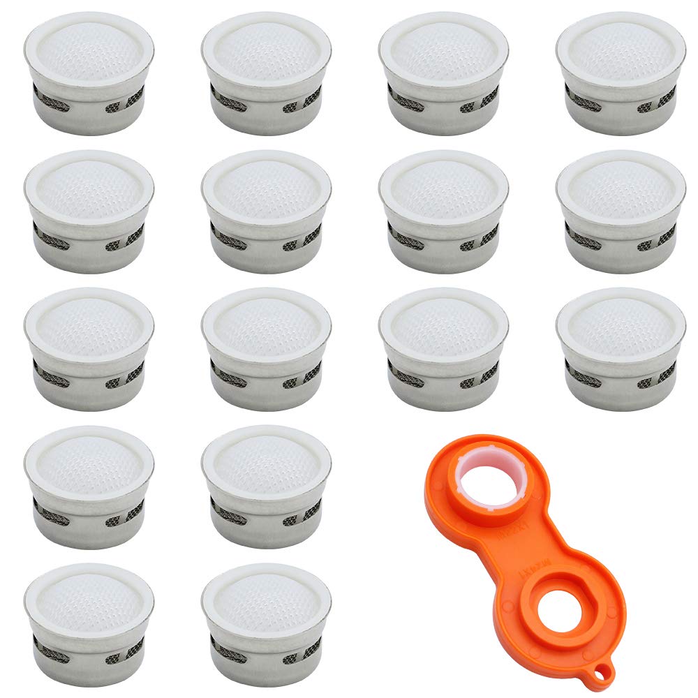 16pcs Stainless Steel Faucets Aerator Replacement Part-Water Filter Adapter-Faucet Strainer Replacement Part for Bathroom Kitchen（Outer/Inner Teeth Universal）