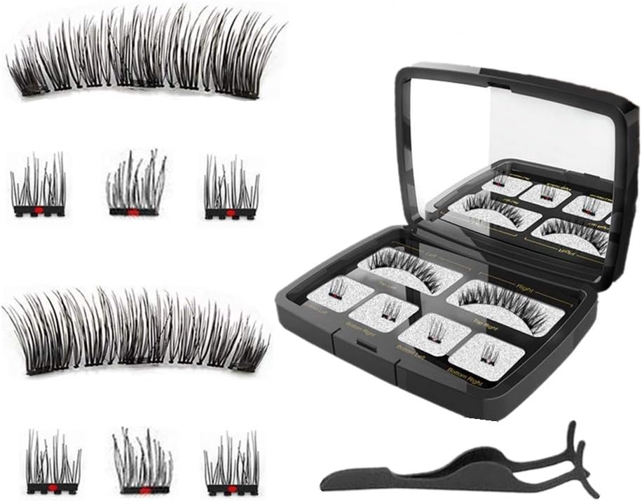Magnetic Eyelashes, 3D Reusable Eyelashes, 0.2mm Ultra Thin Magnet, Light weight & Easy to Wear - Black