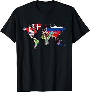 International World Flags and World map for Children T-Shirt