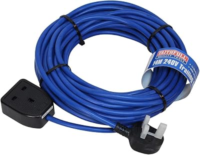 Faithfull FPPTL14M 14m Extension Lead 240V 13A 1.5mm Cable Blue Heavy Duty